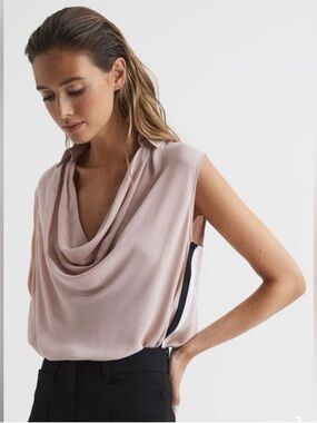 Reiss cowl sleeveless tan top new with tags